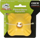 Jolly Pets Jolly Flex-n-chew Squarble – Vierkant stuiterend hondenspeeltje – Uitstekend geschikt om traktaties in te stoppen – Kauwbestendig – Masseert het tandvlees – Geel – Rubber - Small