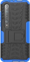 Xiaomi Mi 10 Hoesje - Mobigear - Tire Serie - Hard Kunststof Backcover - Zwart / Blauw - Hoesje Geschikt Voor Xiaomi Mi 10