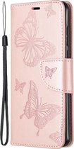 Huawei P40 Hoesje - Mobigear - Butterfly Serie - Kunstlederen Bookcase - Roségoud - Hoesje Geschikt Voor Huawei P40