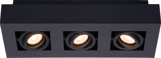 Lucide XIRAX - Plafondspot - LED Dim to warm - GU10 - 3x5W 2200K/3000K - Zwart
