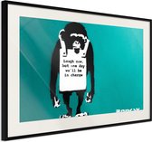Artgeist - Schilderij - Banksy: Laugh Now - Multicolor - 90 X 60 Cm
