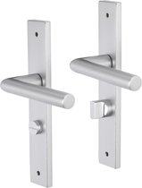 Deurkruk - Impresso London - Voor binnen - Vierkant deurschild met schroeven en toiletsluiting - Aluminium - 2 stuks