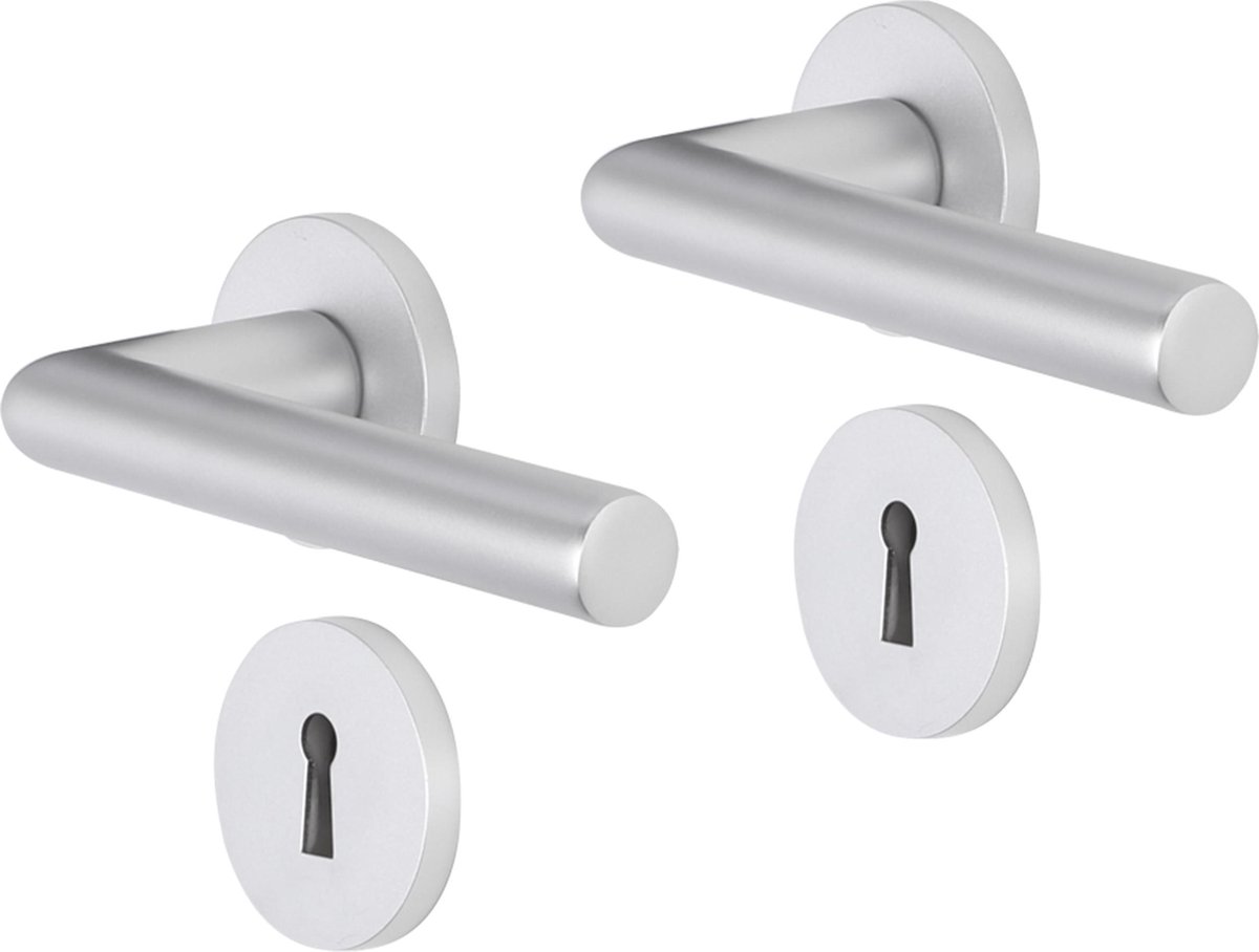 Deurkruk - Impresso London - Voor binnen - Rond met rond Sleutelrozet - Aluminium - 2 stuks
