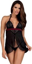 Rossita Babydoll Met Sexy String - Zwart - L/XL