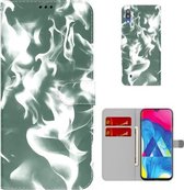 Voor Samsung Galaxy A10/M10 Cloud Fog Pattern Horizontal Flip Leather Case met houder & kaartsleuf & portemonnee (donkergroen)