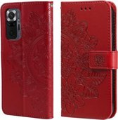 Voor Xiaomi Redmi Note 10 Pro / Note 10 Pro Max 7-bloemblaadje Bloemen Embossingpatroon Horizontale Flip PU-lederen hoes met houder & kaartsleuven & portemonnee & fotolijst (rood)