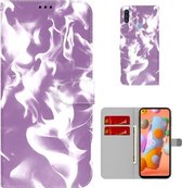 Voor Samsung Galaxy A11/M11 EU Versie Cloud Fog Patroon Horizontale Flip Lederen Case met Houder & Kaartsleuf & Portemonnee (Paars)