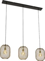 QAZQA waya - Moderne Hanglamp eettafel voor boven de eettafel | in eetkamer - 3 lichts - L 123.5 cm - Goud/messing -  Woonkamer | Slaapkamer | Keuken
