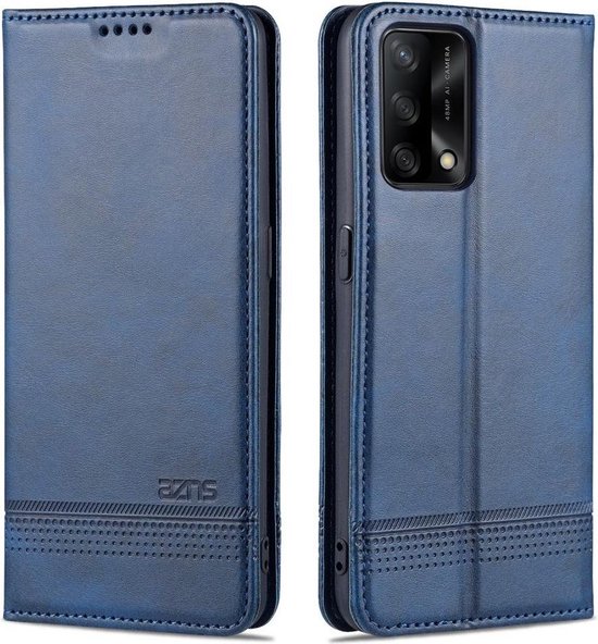 AZNS Oppo A74 4G Etui Portefeuille Etui Portefeuille AZNS Cuir Blauw