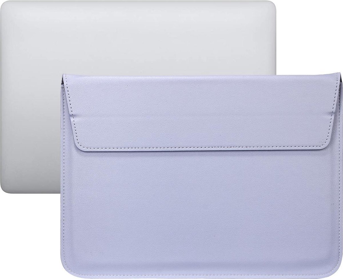13 inch PU Leer envelop sleeve met standaard - Paarsblauw