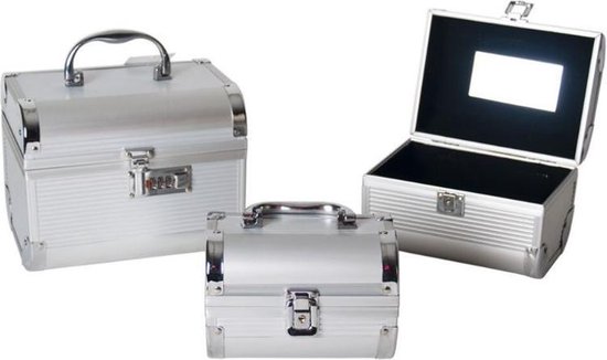 Aluminium Beautycase 3- Delig - Make-up koffers - 17-22-23 cm - Aluminium  3-delig –... | bol.com