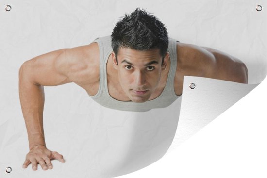 Tuinposter - Tuindoek - Tuinposters buiten - Een studio een jonge man in  sportkleding | bol.com