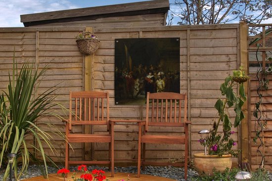 Affiche de jardin - La Nachtwacht - Peinture de Rembrandt van Rijn - 50x50 cm