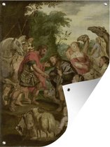 Muurdecoratie buiten De verzoening van Jacob en Ezau - Schilderij van Peter Paul Rubens - 120x160 cm - Tuindoek - Buitenposter