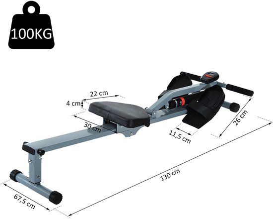 HOMdotCOM Instant Roeimachine met LCD display voor trainingsgegevens | Indoor | voor minimaal 10 min per dag