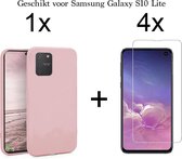 Samsung S10 Lite Hoesje - Samsung galaxy S10 Lite hoesje roze siliconen case hoes cover hoesjes - 4x Samsung S10 Lite screenprotector