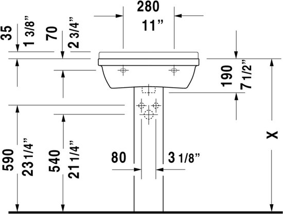 Lavabo 550x430 mm, avec un trou pour robinet, blanc
