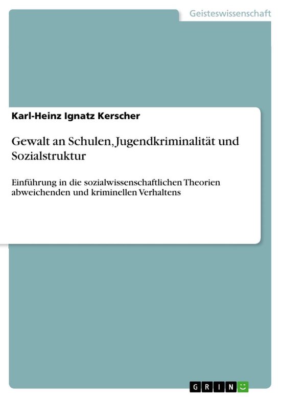 Gewalt an Schulen, Jugendkriminalität und Sozialstruktur - cover