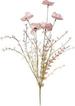 Roze klaproos/poppy pink gedroogde kunstbloemen 53 cm - Kunstbloem/kunsttakken - Kunstbloemen boeketten