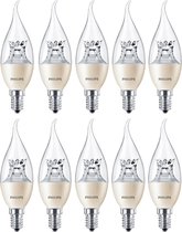 10 stuks Philips LED Tip Kaarslamp E14 4W Helder DimTone