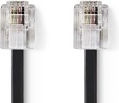 Nedis Telecomkabel | RJ11 Male | RJ11 Male | 10.0 m | Design kabel: Plat | Connectorplating: Goud Verguld | Kabeltype: RJ11 | Zwart