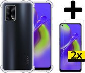 OPPO A74 4G Hoesje Transparant Shockproof Case Met 2x Screenprotector - OPPO A74 Case Hoesje - OPPO A74 4G Hoes Cover Met 2x Screenprotector - Transparant