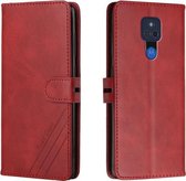 Voor Motorola Moto G Play 2021 Stiksels Stijl 2-Kleur Koe Textuur Horizontale Flip PU Lederen Case met Houder & Kaartsleuf & Lanyard (Rood)