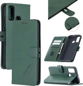 Voor Huawei P smart 2020 Stiksels Stijl 2-Kleur Koe Textuur Horizontale Flip PU Lederen Case met Houder & Kaartsleuf & Lanyard (Groen)