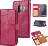 Voor Samsung Galaxy S9 Crazy Horse Textuur Afneembare Magnetische Achterkant Horizontale Flip Lederen Case met Houder & Kaartsleuven & Fotolijst & Portemonnee (Rood)