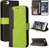 Zakelijke stiksels-kleur horizontale flip PU lederen tas met houder & kaartsleuven & fotolijst voor iPhone SE 2020/8/7 (groen)