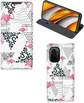 Telefoonhoesje Personaliseren Xiaomi Mi 11i | Poco F3 Bookstyle Case Flamingo Triangle