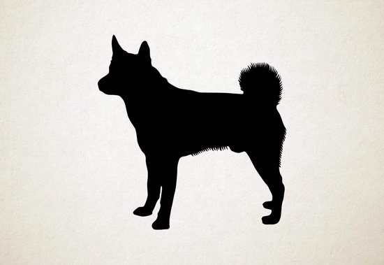 Silhouette hond - Black Norwegian Elkhound - Zwarte Noorse Elandhond - M - 62x60cm - Zwart - wanddecoratie