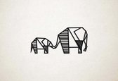 Wanddecoratie - Kind met oeder Olifant - S - 28x58cm - Zwart - muurdecoratie - Line Art