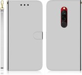 Voor xiaomi redmi 8 geÃ¯miteerd spiegelend oppervlak horizontale flip lederen tas met houder & kaartsleuven & portemonnee & lanyard (zilver)