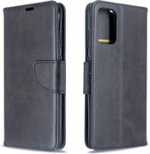 Voor Galaxy S20 Ultra Retro lamsvacht textuur Zuivere kleur Horizontale Flip PU lederen tas met houder & kaartsleuven & portemonnee & Lanyard (zwart)