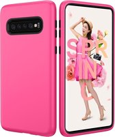 Effen kleur TPU + PC Protevtive Case voor Galaxy S10 (Rose Red)