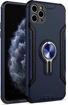 Metalen ringhouder 360 graden roterende TPU + pc beschermhoes voor iPhone 12 Pro (blauw)