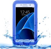 Voor Galaxy S7 / G930 IPX8 plastic + siliconen transparante waterdichte beschermhoes met lanyard (blauw)