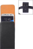 Samsung Galaxy S7 Edge / G935 Litchi structuur Vertical Flip lederen hoesje Waist Bag met Back Clip(zwart)