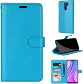 Voor Xiaomi Redmi 9 Pure Color Horizontale Flip PU lederen tas met houder & kaartsleuven & portemonnee & fotolijst (blauw)