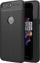 Voor OnePlus 5 Litchi Texture TPU beschermende achterkant van de behuizing (zwart)