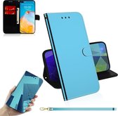 Voor Huawei P40 Lmitated Mirror Surface Horizontale Flip Leather Case met houder & kaartsleuven & Wallet & Lanyard (blauw)