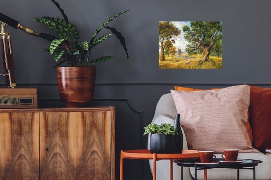 Stickers muraux - Peinture à l'huile d'une licorne au bord d'une rivière - 40x30 cm - Feuille adhésive