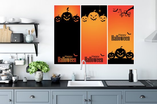 Stickers Stickers muraux - Halloween en trois parties - 120x90 cm - Feuille adhésive