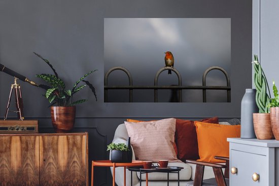 Stickers muraux - Film autocollant - Rouge-gorge - Vogel - Clôture - 120x80 cm - Film adhésif - Stickers muraux muraux Chambre d'enfant - Papier peint autocollant - Papier peint autocollant - Film autocollant