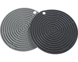 Lurch Pannenlap en Onderzetter - Siliconen - Ø20 cm - Set van 2 Stuks - Grijs/Zwart