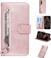 Voor Xiaomi Mi CC9e / Mi A3 Fashion Calf Texture Zipper Horizontal Flip PU Leather Case, with Holder & Card Slots & Wallet (Rose Gold)