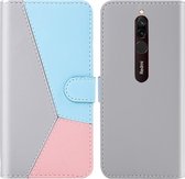 Voor Xiaomi Redmi 8 Tricolor stiksels Horizontale Flip TPU + PU lederen tas met houder & kaartsleuven & portemonnee (grijs)