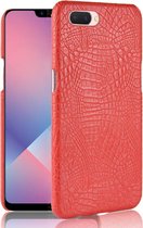 Voor Oppo A12e Shockproof Crocodile Texture PC + PU Case (rood)