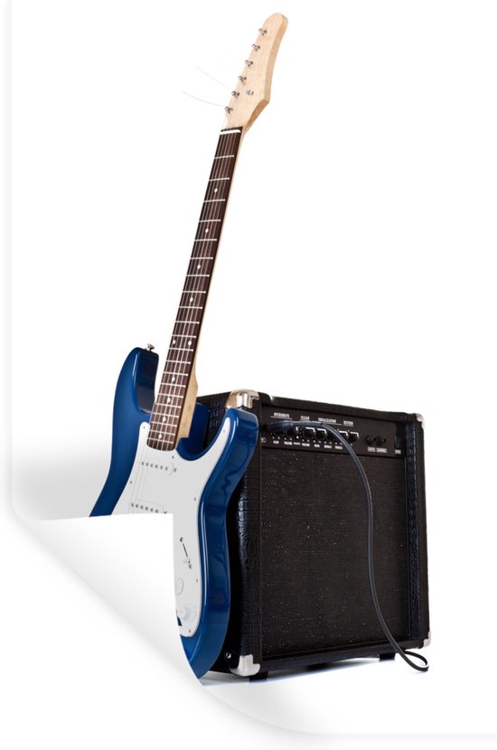 Muurstickers - Sticker Folie - Een elektrische gitaar leunt tegen een versterker - 40x60 cm - Plakfolie - Muurstickers Kinderkamer - Zelfklevend Behang - Zelfklevend behangpapier - Stickerfolie